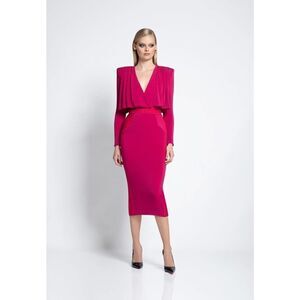 ZHIVAGO The Will Capelet Midi Dress Rouge US4